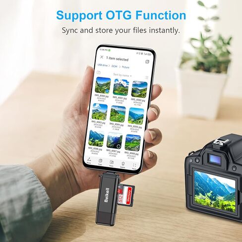 قارئ بطاقة SD، محول قارئ بطاقة الذاكرة Beikell USB 3.0/USB C - يدعم SD/Micro SD/SDXC/SDHC/MMC/RS-MMC/UHS-I، متوافق مع MacBook Pro، وMacBook Air، وiPad Pro، وGalaxy S21 الخ-الجرافيت in Kuwait