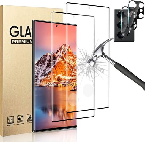 [عبوتان + عبوتان] واقي شاشة زجاجي فائق الجودة لهاتف Galaxy S23، عبوتان من واقي عدسة الكاميرا الزجاجية، يدعم بصمة الإصبع بالموجات فوق الصوتية، خالي من الفقاعات، شفاف عالي الدقة، صلابة 9H لواقي شاشة Samsung S23 Ultra 5G in Kuwait