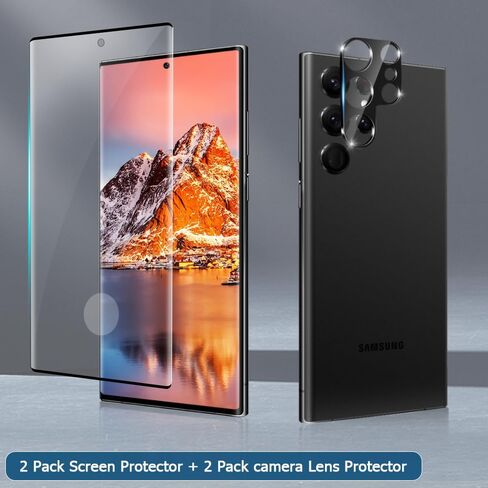 [عبوتان + عبوتان] واقي شاشة زجاجي فائق الجودة لهاتف Galaxy S23، عبوتان من واقي عدسة الكاميرا الزجاجية، يدعم بصمة الإصبع بالموجات فوق الصوتية، خالي من الفقاعات، شفاف عالي الدقة، صلابة 9H لواقي شاشة Samsung S23 Ultra 5G in Kuwait