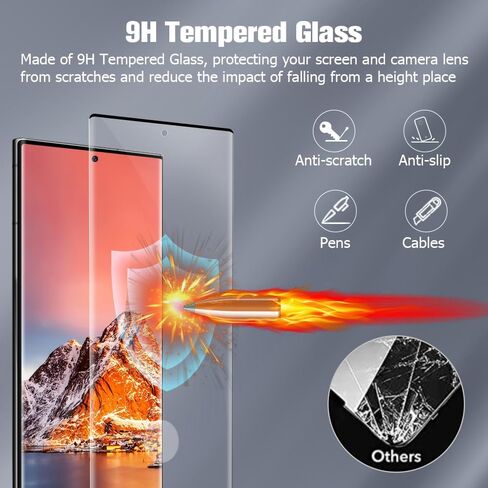 [عبوتان + عبوتان] واقي شاشة زجاجي فائق الجودة لهاتف Galaxy S23، عبوتان من واقي عدسة الكاميرا الزجاجية، يدعم بصمة الإصبع بالموجات فوق الصوتية، خالي من الفقاعات، شفاف عالي الدقة، صلابة 9H لواقي شاشة Samsung S23 Ultra 5G in Kuwait