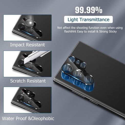 [عبوتان + عبوتان] واقي شاشة زجاجي فائق الجودة لهاتف Galaxy S23، عبوتان من واقي عدسة الكاميرا الزجاجية، يدعم بصمة الإصبع بالموجات فوق الصوتية، خالي من الفقاعات، شفاف عالي الدقة، صلابة 9H لواقي شاشة Samsung S23 Ultra 5G in Kuwait