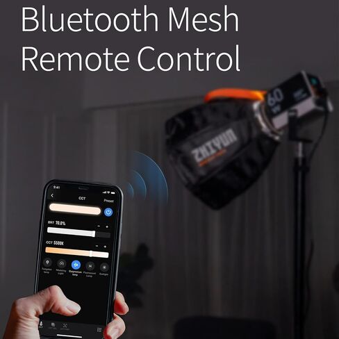 Zhiyun Molus G60 Combo 60W LED Video Light CCT 2700K~6500K، CRI≥96 TLCI≥97 ZY دليل التركيب والتحكم في التطبيق، الإضاءة المستمرة مع محول تركيب Bowens لفيديو الاستوديو، يوتيوب، مدونة الفيديو، البث المباشر، إلخ in Kuwait