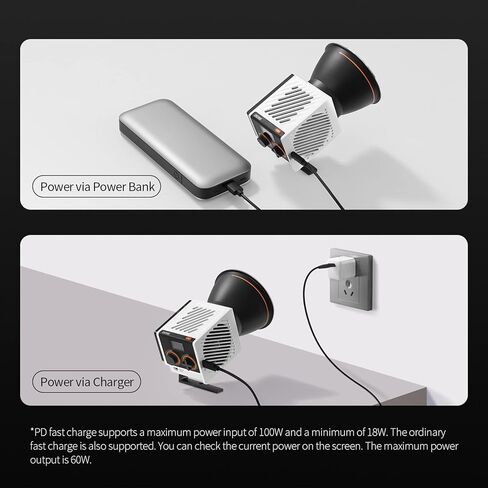 Zhiyun Molus G60 Combo 60W LED Video Light CCT 2700K~6500K، CRI≥96 TLCI≥97 ZY دليل التركيب والتحكم في التطبيق، الإضاءة المستمرة مع محول تركيب Bowens لفيديو الاستوديو، يوتيوب، مدونة الفيديو، البث المباشر، إلخ in Kuwait