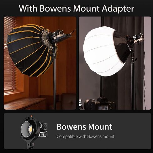 Zhiyun Molus G60 Combo 60W LED Video Light CCT 2700K~6500K، CRI≥96 TLCI≥97 ZY دليل التركيب والتحكم في التطبيق، الإضاءة المستمرة مع محول تركيب Bowens لفيديو الاستوديو، يوتيوب، مدونة الفيديو، البث المباشر، إلخ in Kuwait