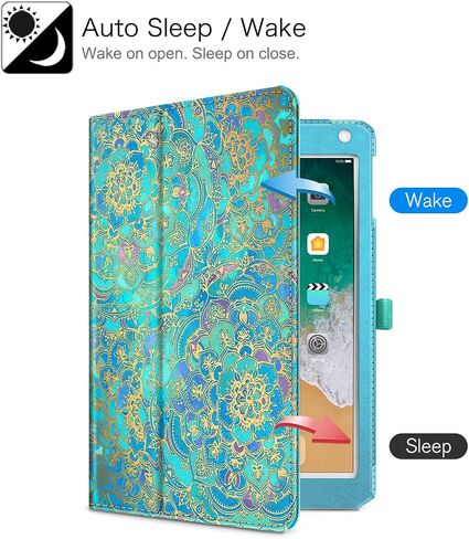 Fintie Folio Case for iPad 6th / 5th Generation (2018 2017 Model, 9.7 Inch), iPad Air 2 (9.7 Inch), iPad Air 1 (9.7 Inch) - [Corner Protection] Premium Vegan Leather Stand Cover, Shades of Blue in Saudi Arabia