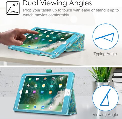 Fintie Folio Case for iPad 6th / 5th Generation (2018 2017 Model, 9.7 Inch), iPad Air 2 (9.7 Inch), iPad Air 1 (9.7 Inch) - [Corner Protection] Premium Vegan Leather Stand Cover, Shades of Blue in Saudi Arabia