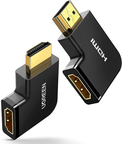 يوجرين محول زاوية 270 درجة HDMI على شكل حرف L و90 درجة HDMI ذكر الى انثى FHD مع وصلات مطلية بالذهب - اسود in Saudi Arabia