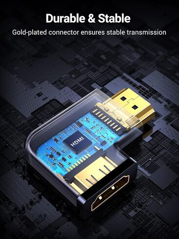 يوجرين محول زاوية 270 درجة HDMI على شكل حرف L و90 درجة HDMI ذكر الى انثى FHD مع وصلات مطلية بالذهب - اسود in Saudi Arabia