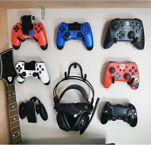 Pmsanzay 3 Pack Universal Self-Adhesive Game Controller Wall Mount Storage Organizer Stand Holder Hanger for Xbox One PS4 Switch Pro Controller,Headphone,Cables,etc - No Drilling, , Stick on in Saudi Arabia