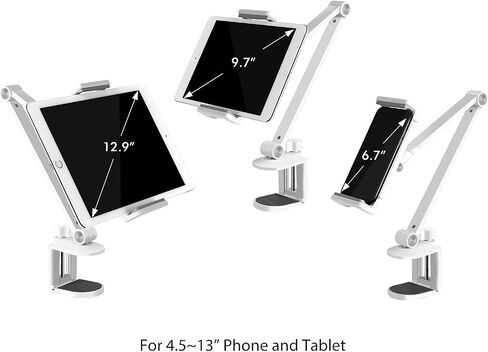 Viozon Tablet Stand Holder Mount, Rotate 360 Degrees of Flexible, Height and Angle Adjustable, High-Grade Aluminium Alloy Long Arm Compatible with 4.5-13 Mobile Phone and Tablet (AP-7LCB2) in Kuwait