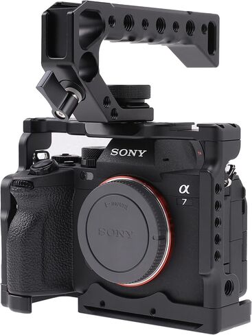 foto4easy Camera Cage for Sony A7 IV A7S III DSLR Camera with Quick Release 1/4 inches 3/8 inches Screw and Cold Shoe Expansion Microphone Monitor Fill Light, Black in Saudi Arabia