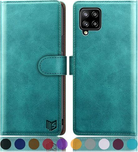 SUANPOT for Samsung Galaxy A42 5G with RFID Blocking Leather Wallet case Credit Card Holder Flip Folio Book Phone case Shockproof Cover Women Men for Samsung A42 case Wallet (Black) in Kuwait