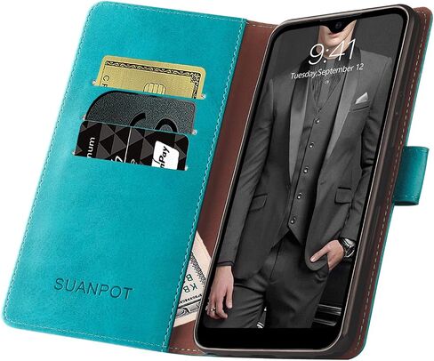 SUANPOT for Samsung Galaxy A42 5G with RFID Blocking Leather Wallet case Credit Card Holder Flip Folio Book Phone case Shockproof Cover Women Men for Samsung A42 case Wallet (Black) in Kuwait