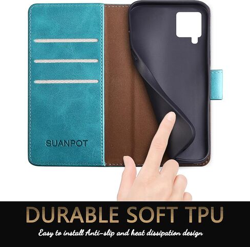 SUANPOT for Samsung Galaxy A42 5G with RFID Blocking Leather Wallet case Credit Card Holder Flip Folio Book Phone case Shockproof Cover Women Men for Samsung A42 case Wallet (Black) in Kuwait