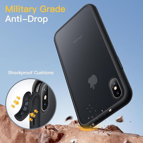 JETech Matte Case for iPhone Xs and iPhone X 5.8-Inch, Shockproof Military Grade Drop Protection, Frosted Translucent Back Phone Cover, Anti-Fingerprint (Dusky Pink) in Saudi Arabia