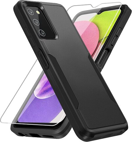 Warsia for Samsung Galaxy A03S Case, Galaxy A03S Case with Screen Protector [Military Grade Drop Tested] Heavy-Duty Tough Rugged Shockproof Protective Case for Samsung A03S, Black in Saudi Arabia