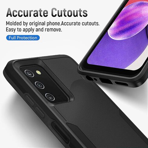 Warsia for Samsung Galaxy A03S Case, Galaxy A03S Case with Screen Protector [Military Grade Drop Tested] Heavy-Duty Tough Rugged Shockproof Protective Case for Samsung A03S, Black in Saudi Arabia