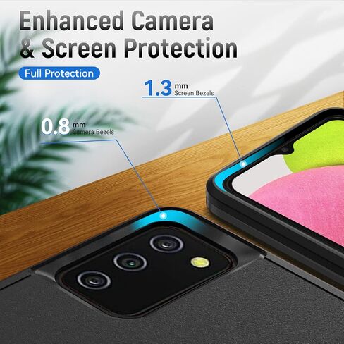 Warsia for Samsung Galaxy A03S Case, Galaxy A03S Case with Screen Protector [Military Grade Drop Tested] Heavy-Duty Tough Rugged Shockproof Protective Case for Samsung A03S, Black in Saudi Arabia