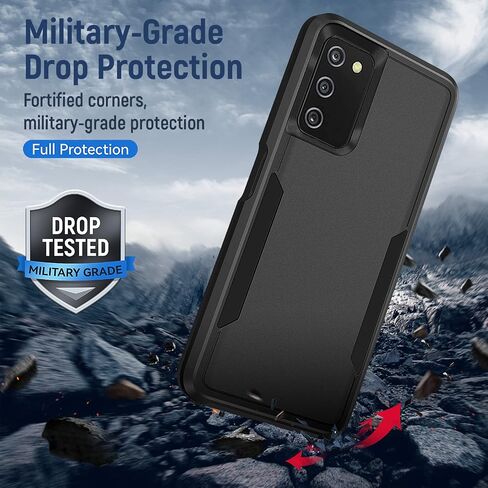 Warsia for Samsung Galaxy A03S Case, Galaxy A03S Case with Screen Protector [Military Grade Drop Tested] Heavy-Duty Tough Rugged Shockproof Protective Case for Samsung A03S, Black in Saudi Arabia
