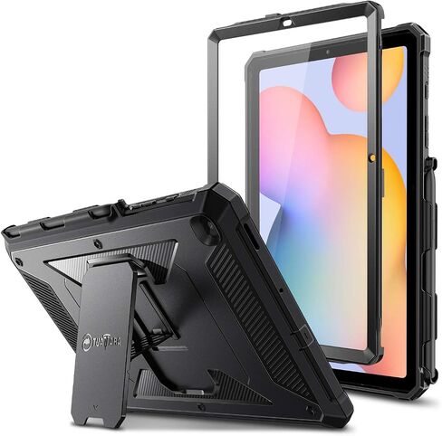 Fintie Shockproof Case for Samsung Galaxy Tab S6 Lite 10.4 Inch 2022/2020 Model (SM-P610/P613/P615/P619), Tuatara Rugged Unibody Hybrid Bumper Kickstand Cover with Built-in Screen Protector, Black in Saudi Arabia
