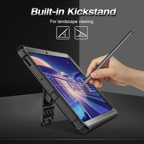 Fintie Shockproof Case for Samsung Galaxy Tab S6 Lite 10.4 Inch 2022/2020 Model (SM-P610/P613/P615/P619), Tuatara Rugged Unibody Hybrid Bumper Kickstand Cover with Built-in Screen Protector, Black in Saudi Arabia
