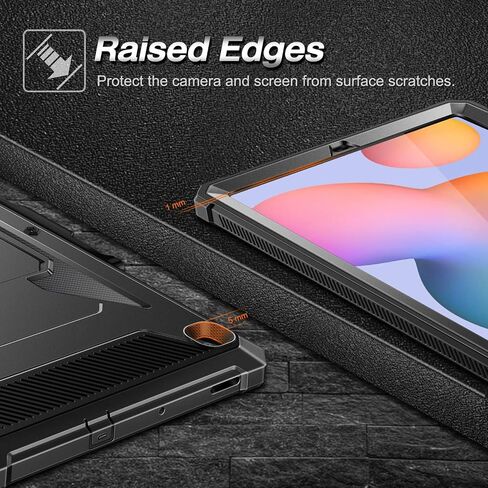 Fintie Shockproof Case for Samsung Galaxy Tab S6 Lite 10.4 Inch 2022/2020 Model (SM-P610/P613/P615/P619), Tuatara Rugged Unibody Hybrid Bumper Kickstand Cover with Built-in Screen Protector, Black in Saudi Arabia