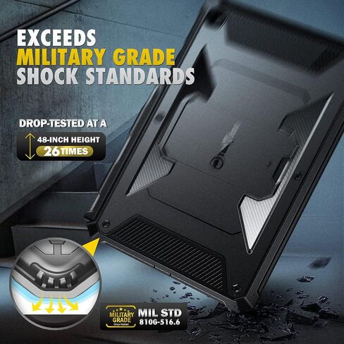 Fintie Shockproof Case for Samsung Galaxy Tab S6 Lite 10.4 Inch 2022/2020 Model (SM-P610/P613/P615/P619), Tuatara Rugged Unibody Hybrid Bumper Kickstand Cover with Built-in Screen Protector, Black in Saudi Arabia