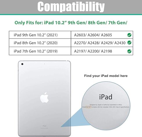 حافظة Gahwa iPad 10.2 بوصة الجيل التاسع 2021/ iPad الجيل الثامن 2020/ iPad الجيل السابع 2019، حافظة ذكية Filio واقية لكامل الجسم مع ميزة الاستيقاظ/النوم (أبيض) in Saudi Arabia
