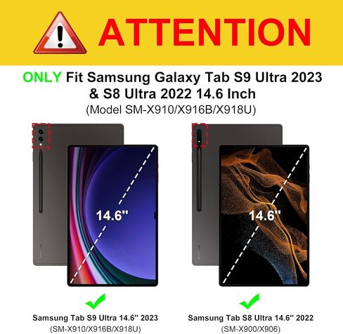 حافظة Fintie Hybrid رفيعة لهاتف Samsung Galaxy Tab S9 Ultra 2023/S8 Ultra 2022 14.6 بوصة (موديل SM-X910/X916B/X918U/X900/X906)، غطاء مقاوم للصدمات مع غطاء خلفي شفاف شفاف، رخام غائم in Kuwait