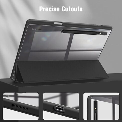 حافظة Fintie Hybrid رفيعة لهاتف Samsung Galaxy Tab S9 Ultra 2023/S8 Ultra 2022 14.6 بوصة (موديل SM-X910/X916B/X918U/X900/X906)، غطاء مقاوم للصدمات مع غطاء خلفي شفاف شفاف، رخام غائم in Kuwait