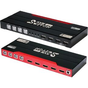 محدد مفتاح ShuOne Kvm، للتحكم في 4 أجهزة كمبيوتر USB، مع مفتاح زر واحد، 5 كابلات HDMI و4 خطوط طباعة بمنفذ USB2.0 مربع، تنطبق على لوحة مفاتيح ماوس الماسح الضوئي لطابعة الكمبيوتر in Kuwait