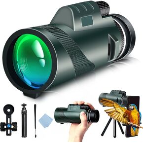 Monocular Telescope High Powered Prism, Monocular Telescope for Smartphone with Adapter,Compact Bird Watching Hunting Wildlife Travel Camping Monocular for Adults with Phone Tripod 50X60 in Kuwait