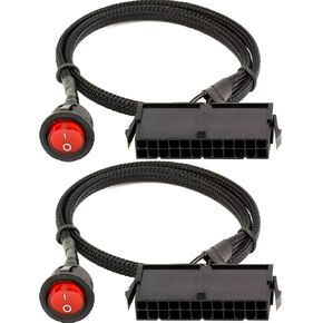 DKARDU 2 Pack 24 Pin ATX Red LED Power On/Off Switch Jumper Bridge Adapter Cable for Pulsing Water Cooling Pump On and Off, 55cm in Saudi Arabia
