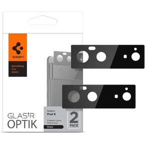 واقي شاشة لعدسة الكاميرا من Spigen [Glas.tR Optik] مصمم لهاتف Pixel 6 - أسود [عبوة من قطعتين] in Kuwait
