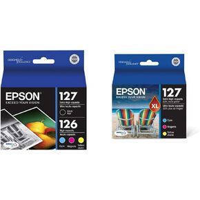 Epson T127120-BCS DURABrite Ultra Black & Color Combo Pack Extra High Capacity - -Cartridge - -Ink & T252 DURABrite Ultra Ink Standard Capacity Color Combo Pack (T252520-S), 1 Size in Kuwait