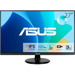 شاشة ASUS مقاس 27 بوصة بدقة 1080 بكسل (VA27DQF) - IPS، بدقة Full HD، بدون إطار، 100 هرتز، 1 مللي ثانية، مزامنة تكيفية، للعمل والألعاب، ضوء أزرق منخفض، خالية من الوميض، HDMI، DisplayPort، ضمان لمدة 3 سنوات