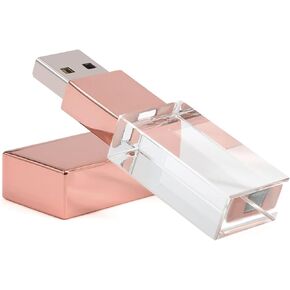 Laak 64GB Crystal Transparent Rectangle Genuine Blink Flash Drive USB 3.0 Wedding Gift Pendrive, Pink