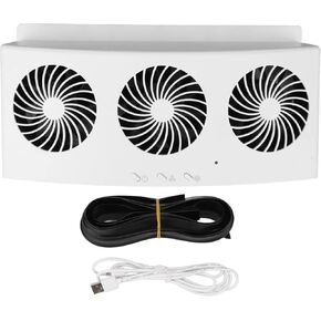 Cryfokt Car Ventilator Fan, 4000 RPM Car Exhaust Fan 3 Fans with 2 Levels, Eliminate The Peculiar Smell Low Noise Window Cooler Fan USB Car Radiator for All Cars, with Adhesive Strip(White)