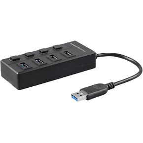 Monoprice Mini 4-Port USB 3.0 Travel Hub - Up to 5.0Gbps, Plug-and-Play, Black in Kuwait