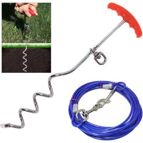 VIP Home Essential 20 Foot Pet Tie Cable Line - Blue - Vinyl Coated Steel Cable - Ensure Pet Safety While Allowing Complete Freedom