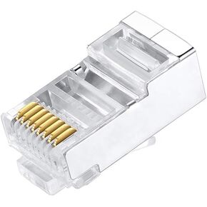 50 قطعة من موصلات Cat6 RJ45، ومقابس Cat6 RJ45، وموصل توصيل الشبكة المعياري Cat6 مكون من قطعتين من المعدن المحمي RJ45