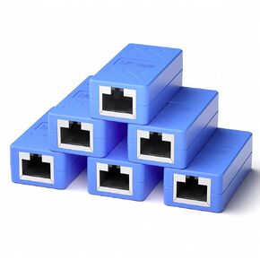 RuiPuo RJ45 Coupler Ethernet Cable Extender Adapter LAN Connector in Line Coupler Female to Female in Line Coupler for Cat5/Cat5e/Cat6/Cat7 Ethernet Cabler (Blue 20 Pack)