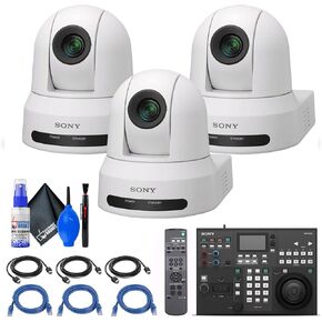 3 × كاميرا سوني SRG-X40UH 4K/HDMI/USB بتكبير بصري 40x PTZ مع PoE+ (أبيض) (SRG-X40UH/W) + وحدة تحكم عن بعد RM-IP500/1 من سوني + 3 كابل إيثرنت Cat5e + مجموعة تنظيف - حزمة (تم تجديدها) ) in Kuwait