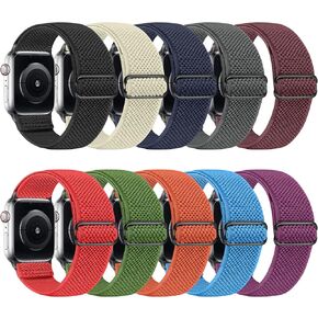 Tiptops 10 PACK Elastic Watch Band Compatible with Apple Watch 38mm 40mm 41mm 42mm 44mm 45mm 46mm 49mm , Adjustable Length, Stretch Nylon Sports Watch Strap, Compatible with iWatch Ultra 2 Series 10/9/8/7/SE/6/5/4/3/2/1/SE for Men Women in Saudi Arabia