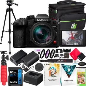 هيكل كاميرا باناسونيك LUMIX GH6 بدون مرآة مع عدسة Leica DG Vario-ELMARIT مقاس 12-60 مم F2.8-4.0 DC-GH6LK مع ملحقات التصوير الفوتوغرافي Deco Gear + بطارية إضافية + مجموعة مرشح + برنامج صور فيديو in Kuwait