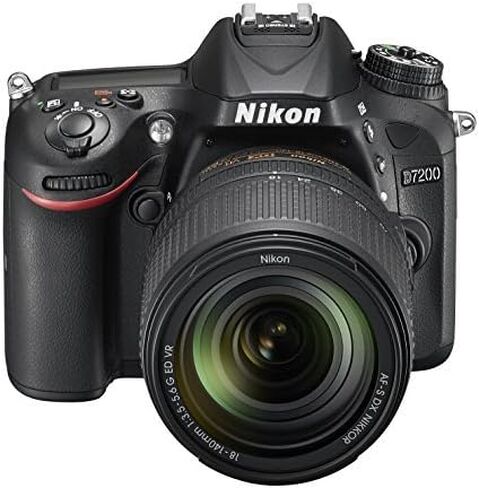 كاميرا نيكون D7200 رقمية ذات عدسة أحادية عاكسة بدقة 24.2 ميجابكسل بصيغة DX مع عدسة VR مقاس 18-140 مم (أسود) (متجددة) in Saudi Arabia