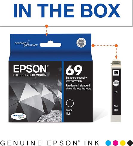 Epson 69 DURABrite Ultra Ink Black & Color Combo Pack for CX-6000, 7000F, 7400, 8400, 9400, 9475 ; NX-400, 415, 510, 515; WF-1100, 600, 610 and Other Select Models in Kuwait