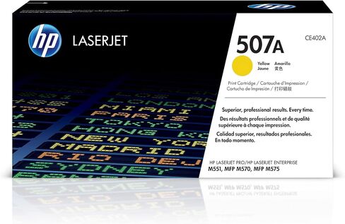 HP 507A Yellow Toner Cartridge | Works with HP LaserJet Enterprise 500 color M551, HP LaserJet Enterprise 500 color MFP M575, HP LaserJet Pro 500 color MFP M570 Series | CE402A in Saudi Arabia