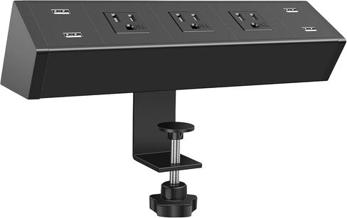 شريط طاقة بمشبك مكتب مع 20 وات USB C، شريط طاقة بحافة مكتب USB إجمالي 40 وات، 4 منافذ تيار متردد مقاومة للعبث واسعة المسافة، 2 USB-C، 4 USB-A، سلك توصيل مسطح بطول 6 أقدام، مناسب لحافة سطح الطاولة مقاس 2.1 بوصة in Kuwait