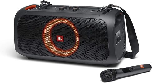 مكبر صوت JBL PartyBox On-The-Go المحمول للحفلات مع أضواء مدمجة باللون الأسود (متجدد) (مع ميكروفون) in Saudi Arabia